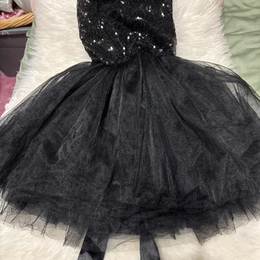 Elegant Black Sequin Kids Dress